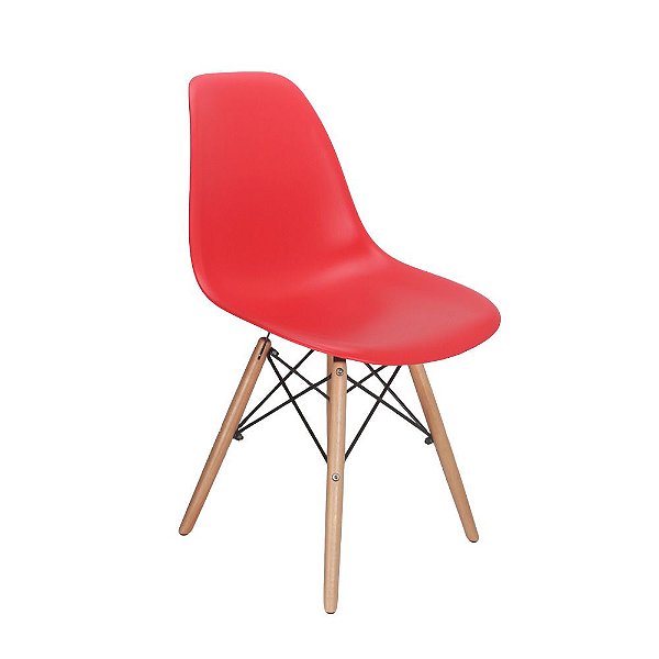 Cadeira Charles Eames Wood Base Madeira - Design - Pp-638 - inovartte - cor  vermelha - Renovakasa