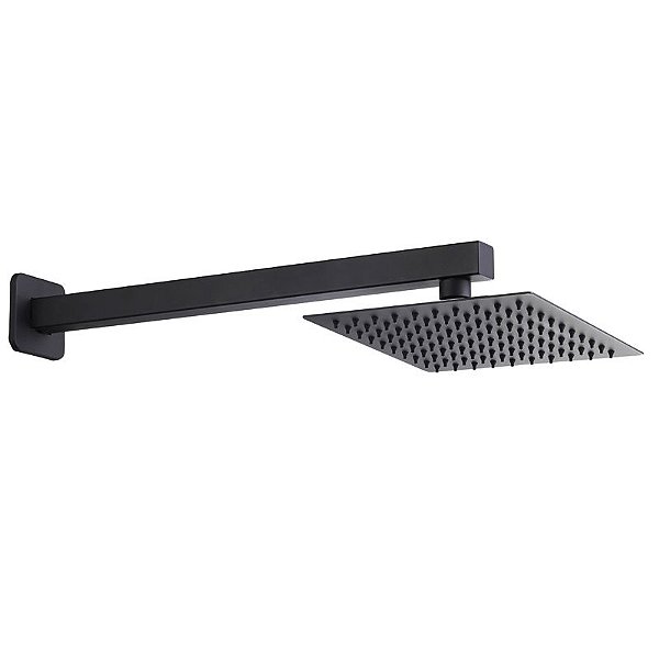 Ducha Chuveiro Quadrado Preto Fosco Articulado Em Metal Aquecedor a Gás Solar Inovartte INC04