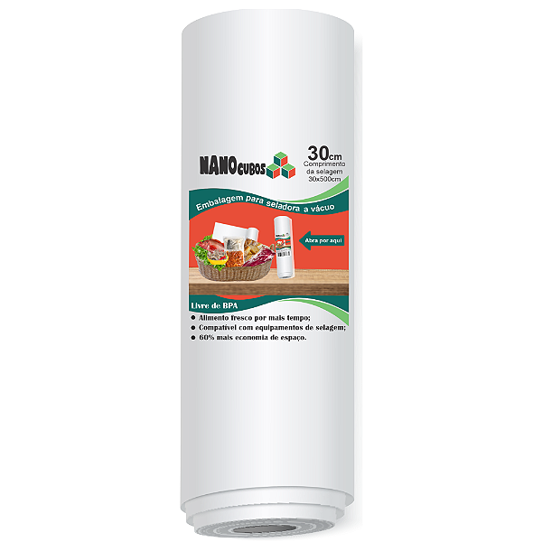 Rolo Nanocubos 30x500cm Embalagem Sacos refil bobina com Ranhura Gofrada para Seladora A Vácuo