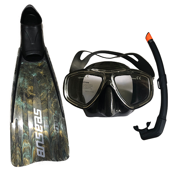 NADADEIRA VELOX CAMUFLADO máscara ASTRA 3 seasub respirador divecom Kit de mergulho para caça, apnéia e pesca sub