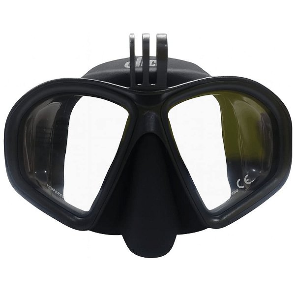 Máscara de Mergulho SeaSub Click Preta com Suporte para Câmera GoPro