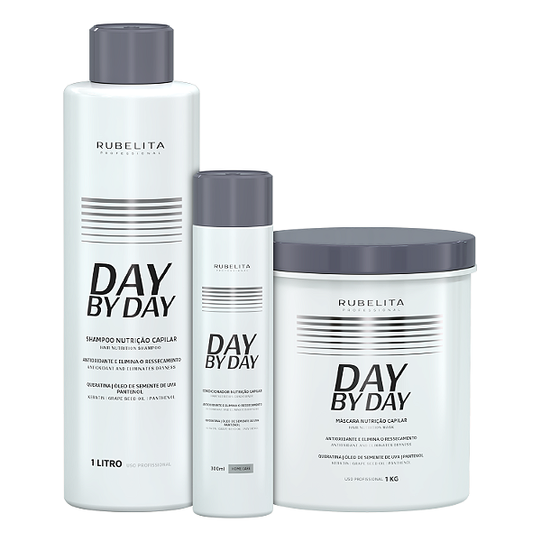 Kit Day By Day Shampoo 1L + Máscara 1KG + Condicionador 300ml
