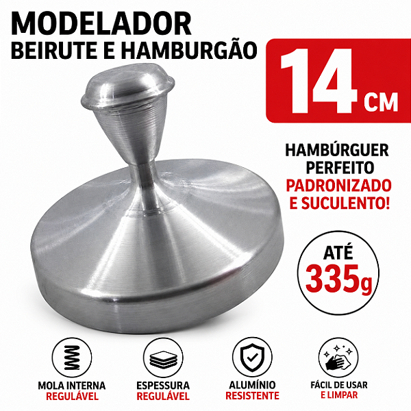 Modelador de Hamburgao / Beirute 14cm em Alumínio