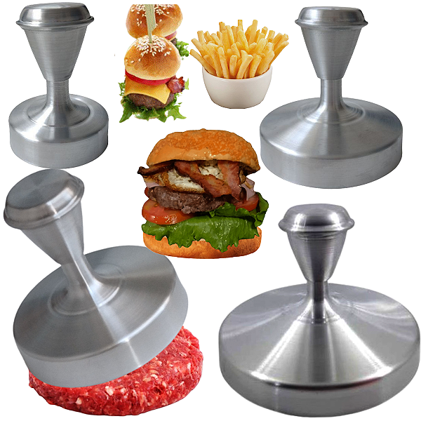 Kit Modelador de Hambúrguer com 4 Tamanhos + Prensador Profissional