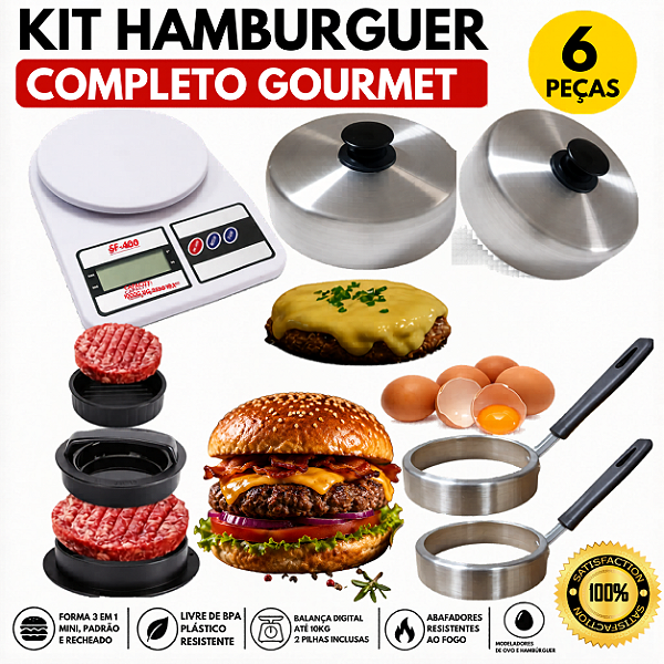 Forma Molde fazer Hambúrguer Aro Fritar Ovo Abafador Balança