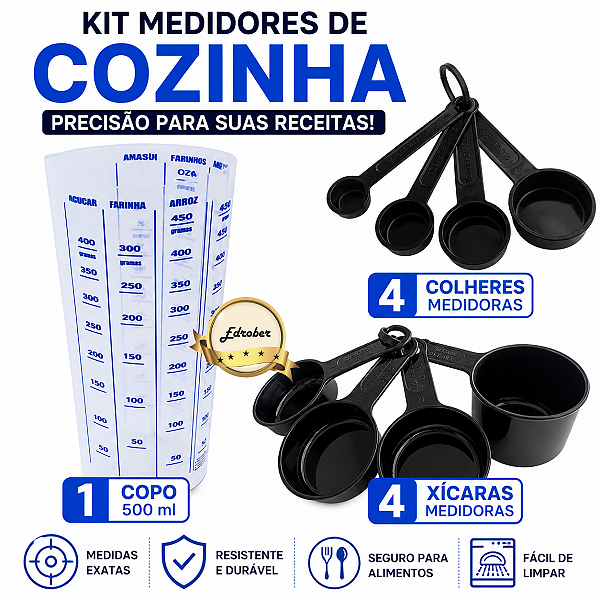 Medidores Copos Xícaras Colheres Cozinha Chef Receitas Casa