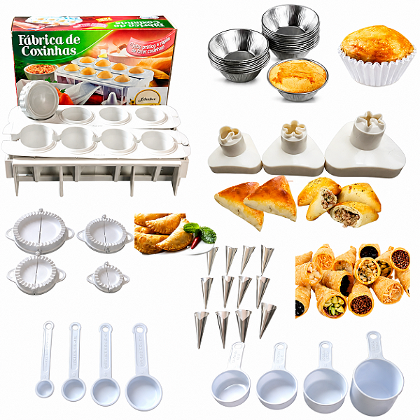 Kit Modelador de Salgados: Coxinhas, Pastéis e Esfihas