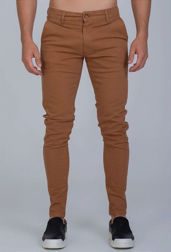 Calça Sarja Alfaiataria Super Skinny Caramelo