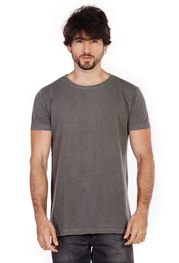 Camiseta Estonada Lisa Básica Chumbo