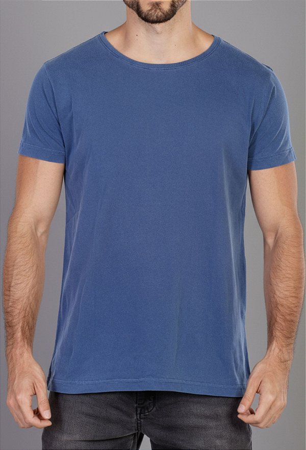 Camiseta Estonada Lisa Básica Azul