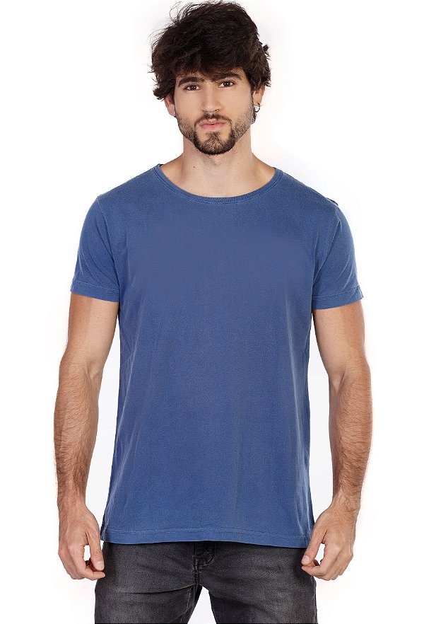 Camiseta Estonada Lisa Básica Azul