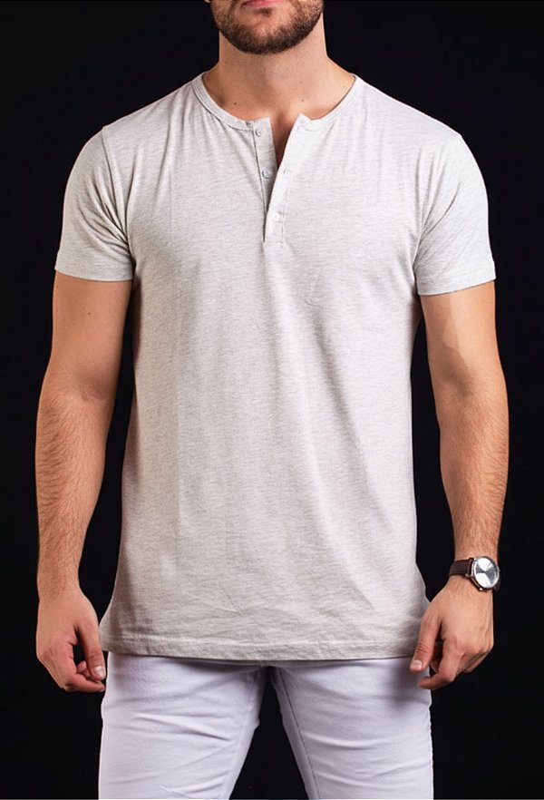 Camiseta Masculina Henley Off White Vidic