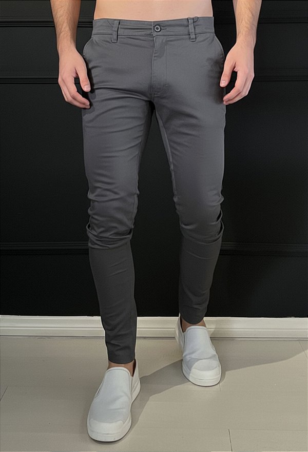 Calça Sarja Alfaiataria Super Skinny Chumbo