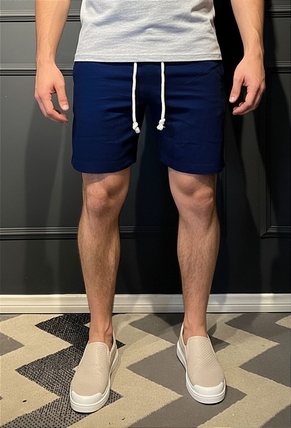 Short Linho Azul Marinho Vidic