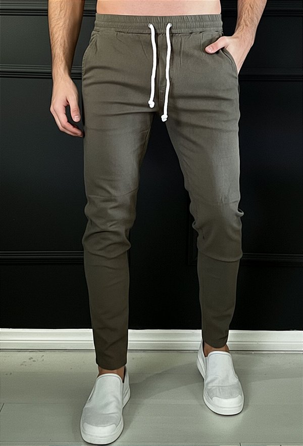 Calça Linho Verde Musgo Vidic