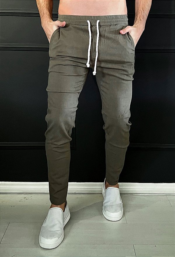 Calça Linho Verde Musgo Vidic