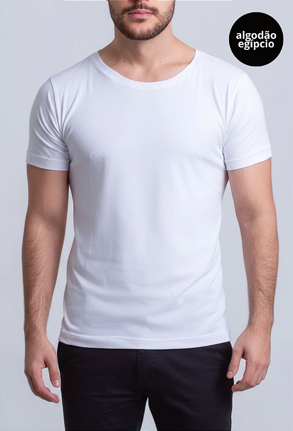 Camiseta Algodão Egípcio Vidic Gola Canoa Branca