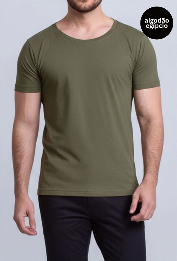 Camiseta Algodão Egípcio Vidic Gola Canoa Verde
