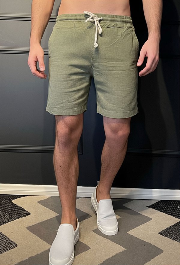 Short Linho Verde Musgo Vidic