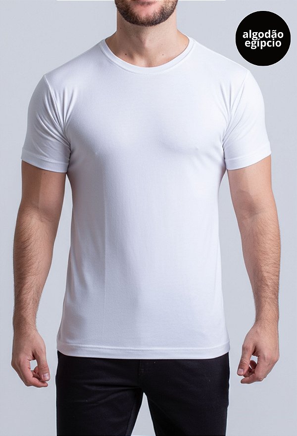 Camiseta Algodão Egípcio Vidic Gola Redonda Branca