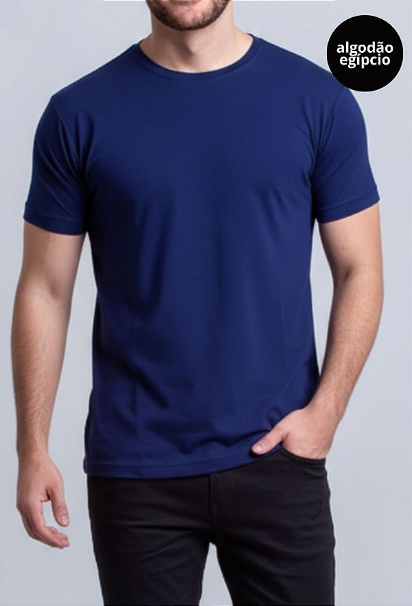 Camiseta Algodão Egípcio Vidic Gola Redonda Marinho