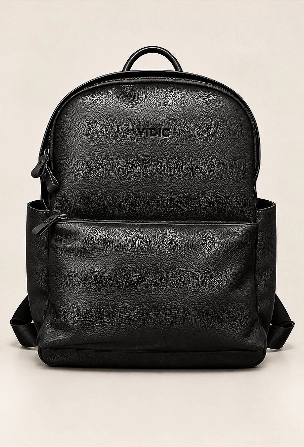 Mochila Couro Vidic Preta