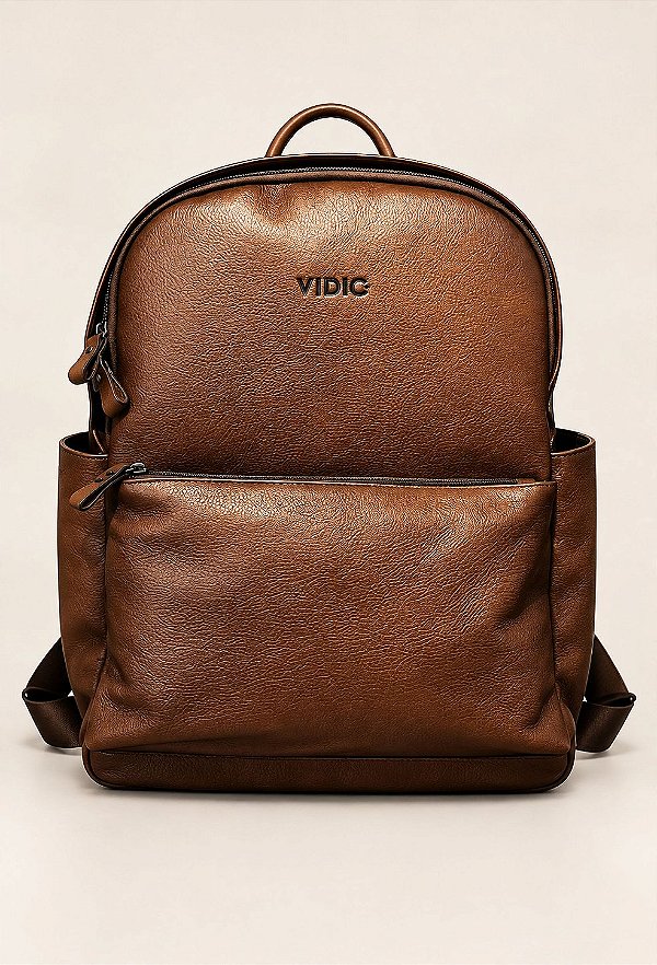 Mochila Couro Vidic Conhaque