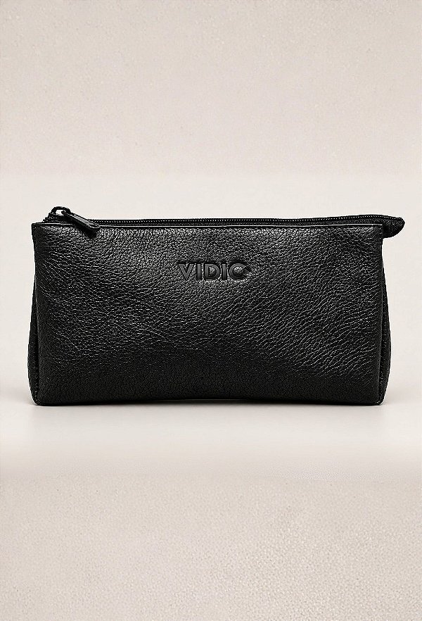 Necessaire Couro Vidic Preta