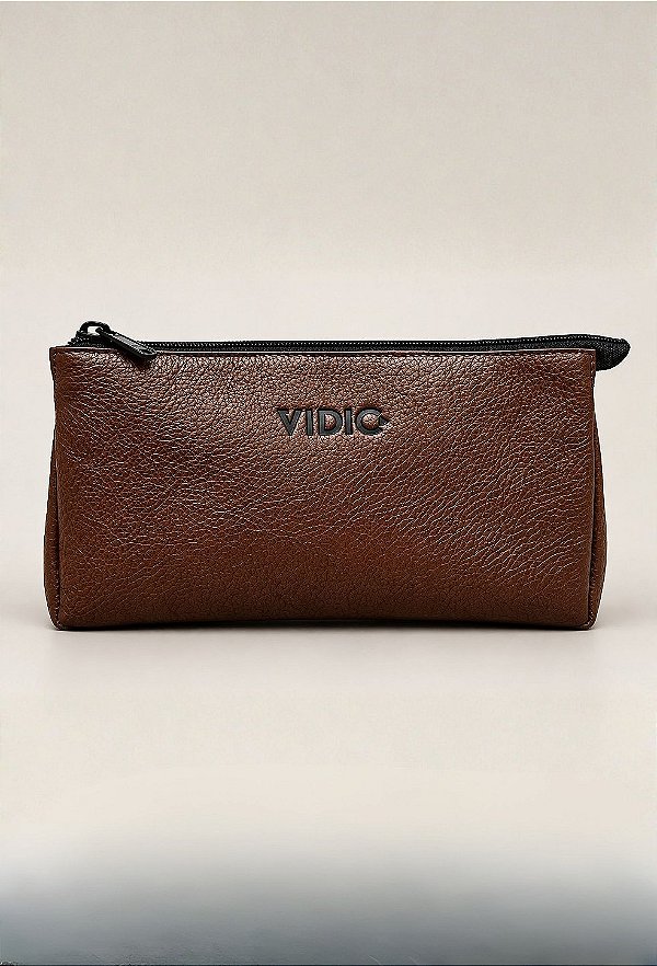 Necessaire Couro Vidic Conhaque