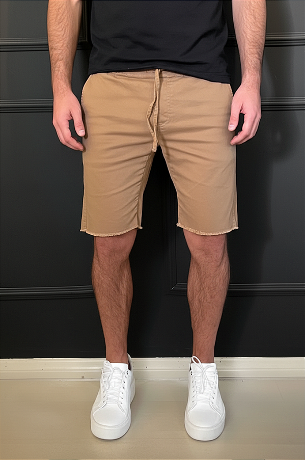 Bermuda Sarja Desfiada Bege Vidic