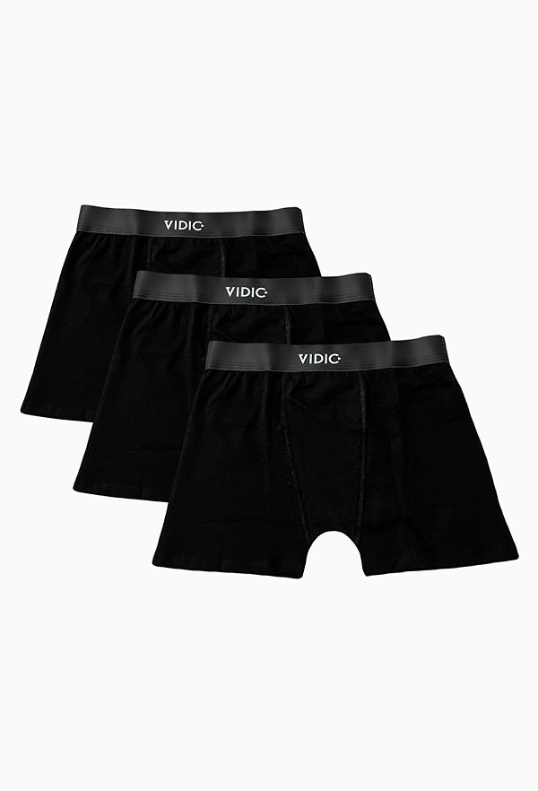 Kit 3 Cuecas Boxer Vidic Preta