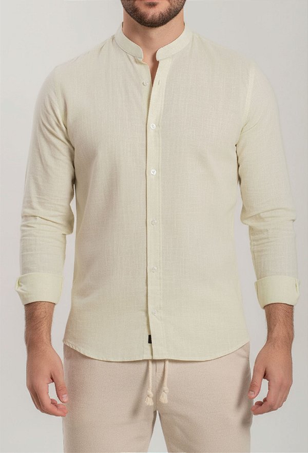 Camisa Gola Padre Linho Lima ML