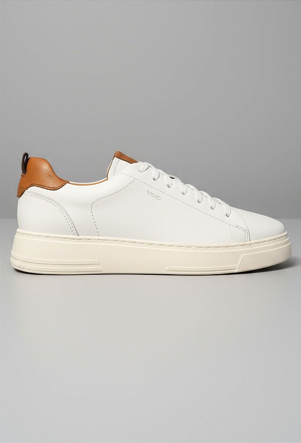 Tênis Sneaker Vidic Dallas Branco e Conhaque