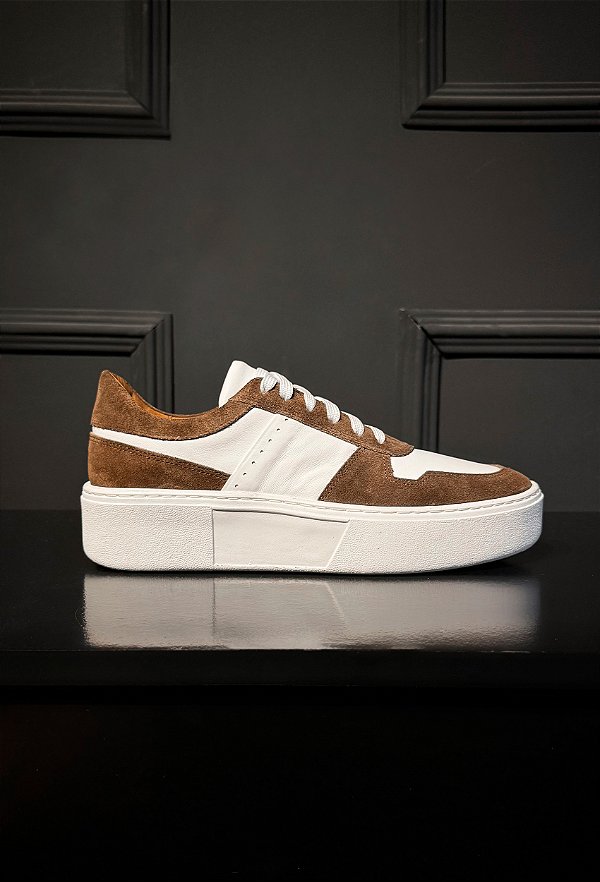 Tênis Sneaker Vidic Dublin Branco e Marrom