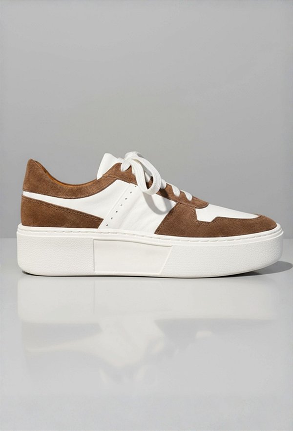 Tênis Sneaker Vidic Dublin Branco e Marrom