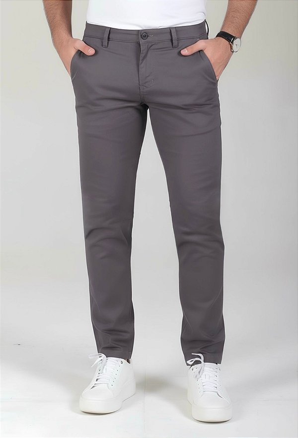 Calça Alfaiataria Slim Vidic Chumbo