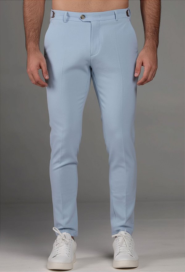 Calça Alfaiataria com Ajuste Azul Claro Vidic Skinny