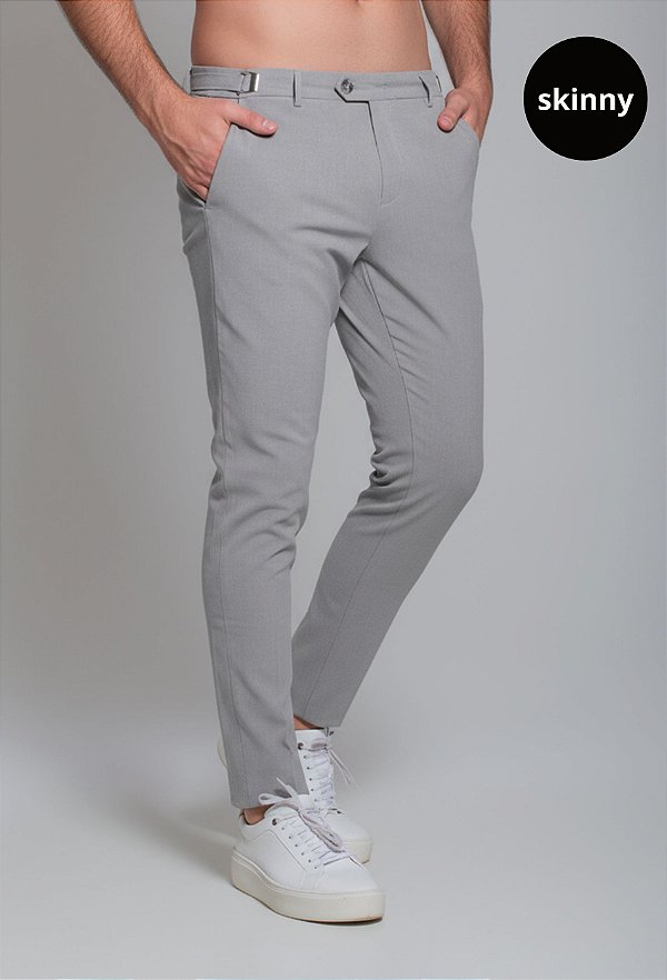Calça Alfaiataria com Ajuste Cinza Vidic Skinny