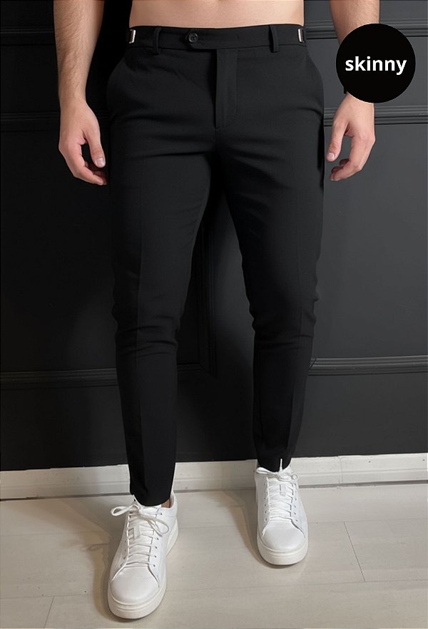 Calça Alfaiataria com Ajuste Preta Vidic Skinny