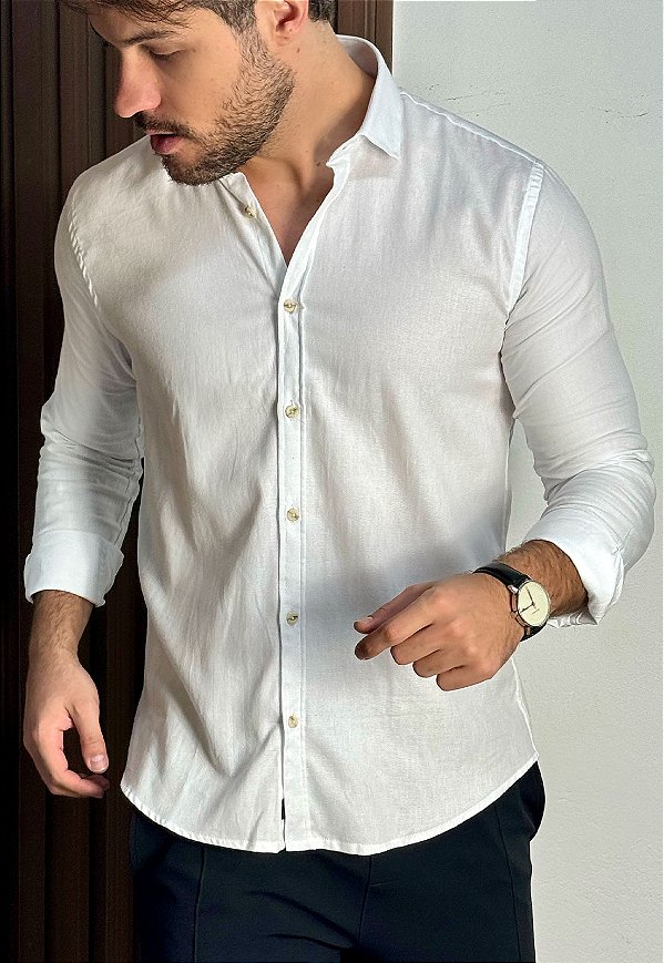Camisa Linho Panamá Branca Vidic