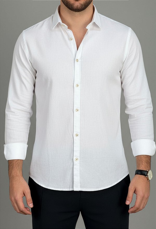 Camisa Linho Panamá Branca Vidic