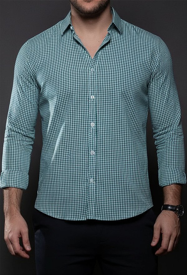 Camisa Mini Xadrez Verde Vidic