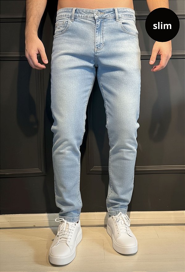 Calça Jeans Slim Azul Claro