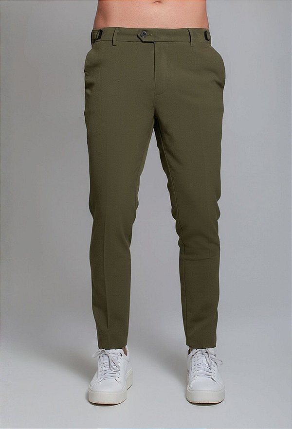 Calça Alfaiataria com Ajuste Verde Musgo Vidic Skinny