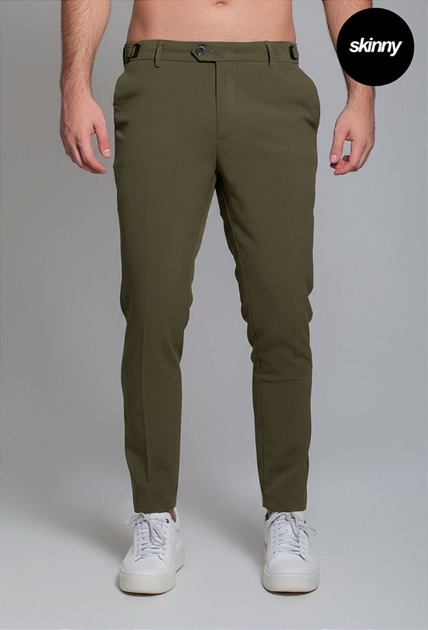 Calça Alfaiataria com Ajuste Verde Musgo Vidic Skinny