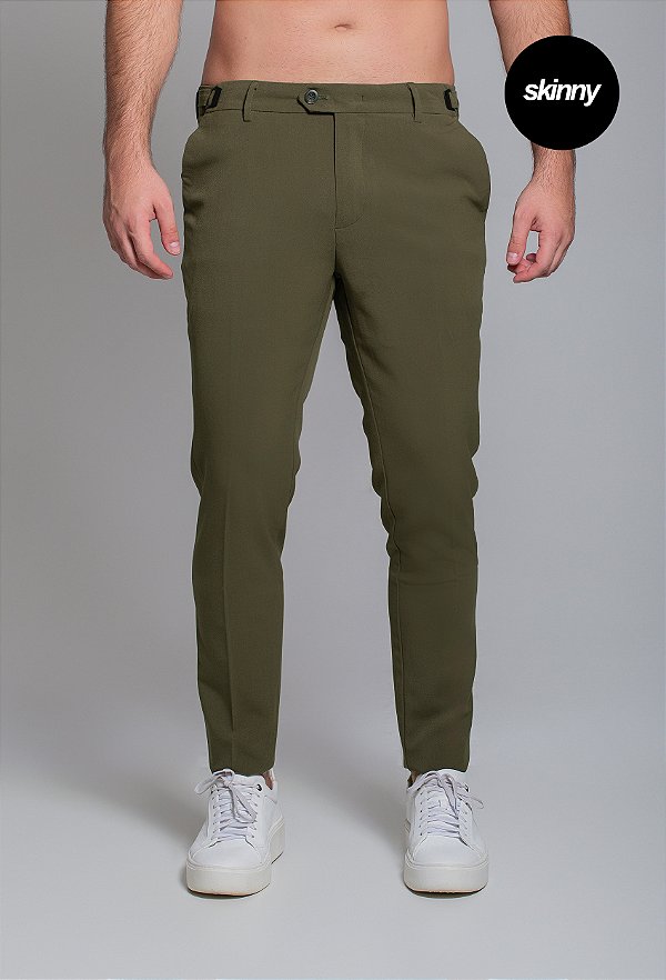 Calça Alfaiataria com Ajuste Verde Musgo Vidic Skinny