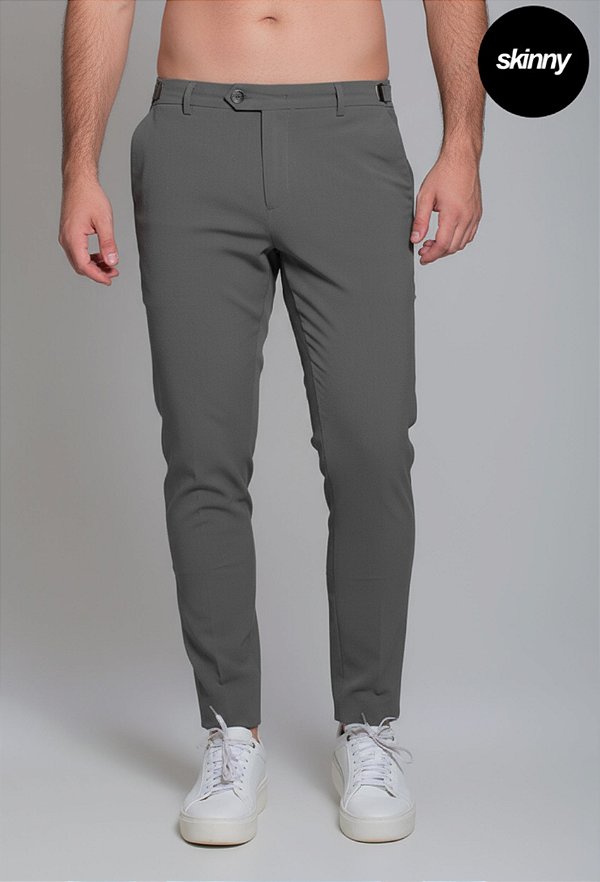 Calça Alfaiataria com Ajuste Chumbo Vidic Skinny