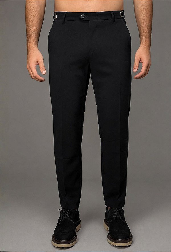 Calça Alfaiataria com Ajuste Preta Vidic Slim