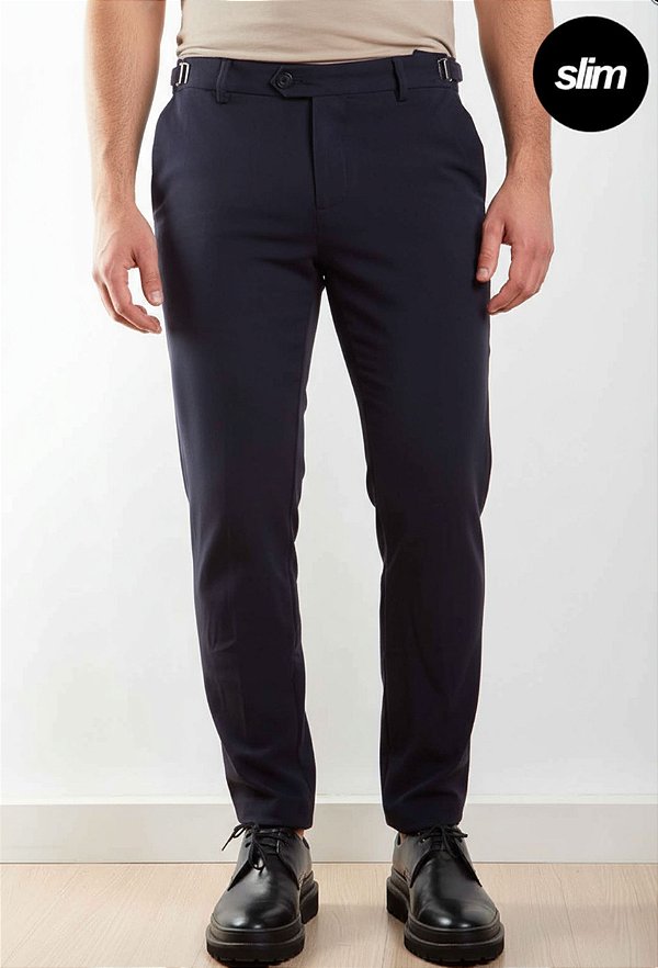 Calça Alfaiataria com Ajuste Marinho Vidic Slim