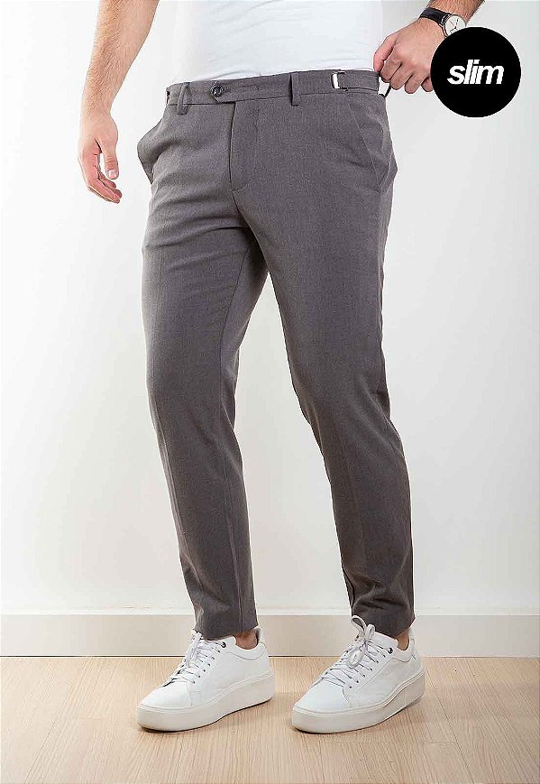 Calça Alfaiataria com Ajuste Chumbo Vidic Slim